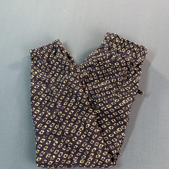 Anthropologie Pants - Anthropologie Pants Women XS Purple Lin Jogger Elastic Waist Cuffed Crop Geo AOP